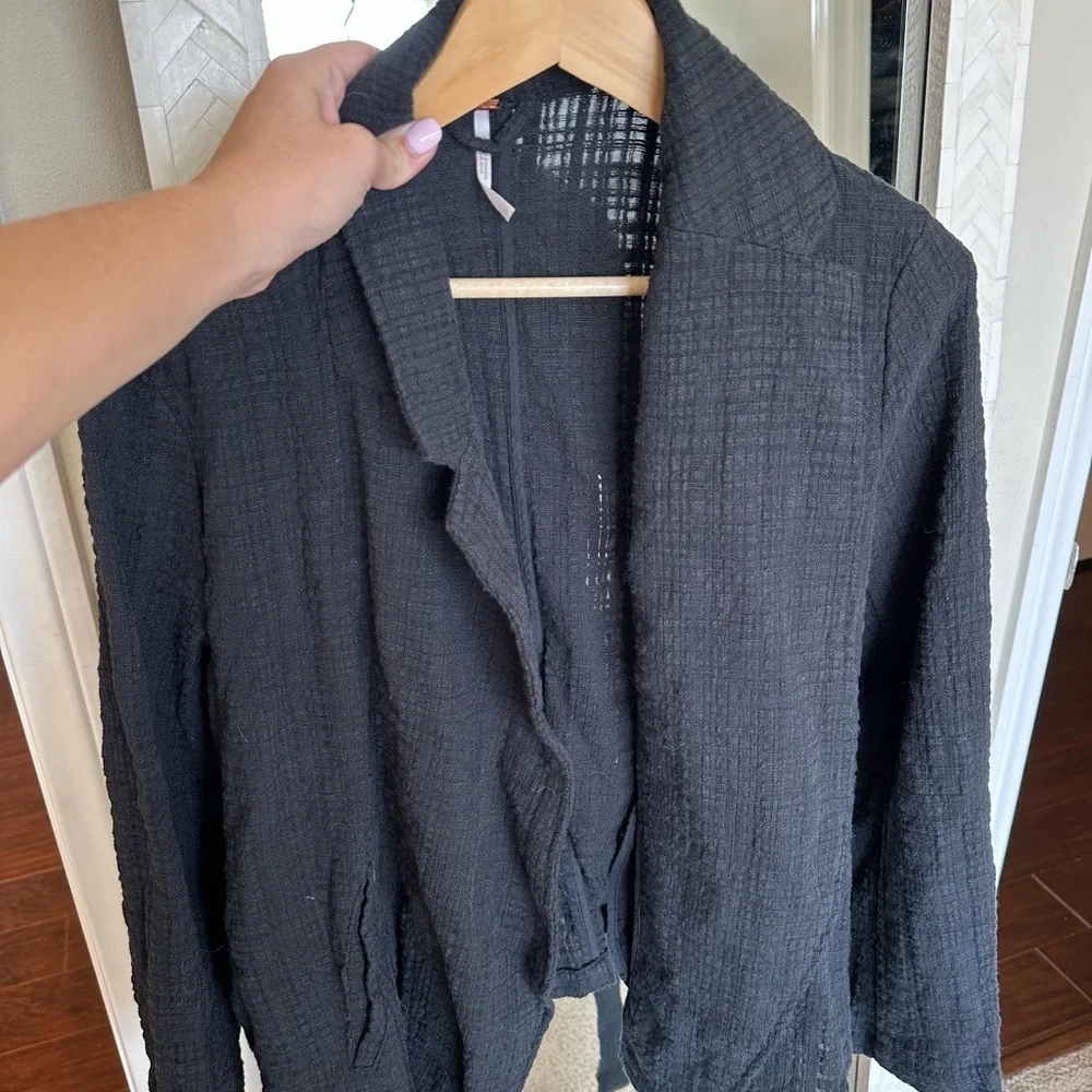 Free People Y2K Charcoal Textured Front Tie Jacket - Picture 2 of 7